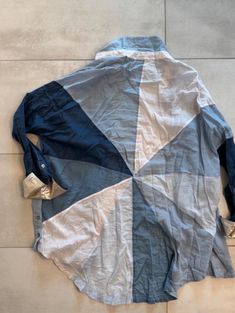 Free People Rainbow Rays Patchwork Gauze Button-Down Shirt